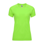 Women’s 100% polyester technical t-shirt, 135 g/m², Roly neon green colour