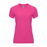 Women’s 100% polyester technical t-shirt, 135 g/m², Roly neon fuchsia colour