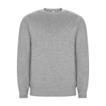 Unisex organic cotton and recycled polyester sweater, 300 g/m², Roly heather light grey colour