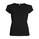 Women’s v-neck cotton t-shirt, 200 g/m², Roly black colour