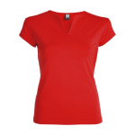 Women’s v-neck cotton t-shirt, 200 g/m², Roly red colour