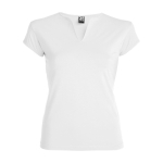 Women’s v-neck cotton t-shirt, 200 g/m², Roly white colour