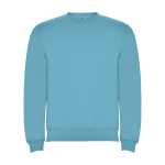 Children’s cotton and polyester jersey sweater, 280 g/m², Roly turquoise colour