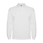 Men’s 100% cotton piqué polo shirt, 220 g/m², Roly white colour