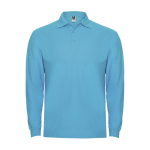 Men’s 100% cotton piqué polo shirt, 220 g/m², Roly turquoise colour