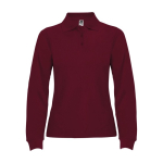 Women’s 100% cotton piqué polo shirt, 220 g/m², Roly burgundy colour