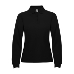 Women’s 100% cotton piqué polo shirt, 220 g/m², Roly black colour