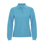 Women’s 100% cotton piqué polo shirt, 220 g/m², Roly turquoise colour