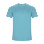 Children’s technical t-shirt with 50% recycled polyester, 135 g/m², Roly turquoise colour