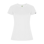 Women’s technical t-shirt with 50% recycled polyester, 135 g/m², Roly white colour