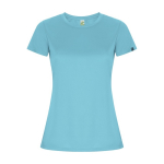 Women’s technical t-shirt with 50% recycled polyester, 135 g/m², Roly turquoise colour