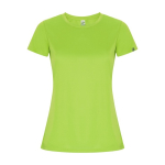 Women’s technical t-shirt with 50% recycled polyester, 135 g/m², Roly neon green colour