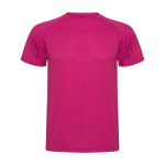 Men’s pique-knit technical polyester t-shirt, 150 g/m², Roly fuchsia colour