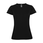 Women’s pique-knit technical polyester t-shirt, 150 g/m², Roly black colour