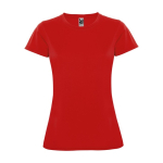 Women’s pique-knit technical polyester t-shirt, 150 g/m², Roly red colour