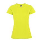 Women’s pique-knit technical polyester t-shirt, 150 g/m², Roly neon yellow colour