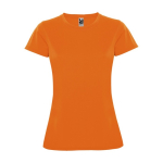 Women’s pique-knit technical polyester t-shirt, 150 g/m², Roly neon orange colour