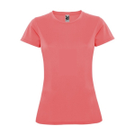 Women’s pique-knit technical polyester t-shirt, 150 g/m², Roly coral colour