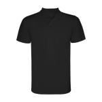 Men’s pique-knit technical polyester polo shirt, 150 g/m², Roly black colour