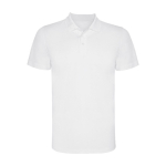 Men’s pique-knit technical polyester polo shirt, 150 g/m², Roly white colour