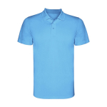 Men’s pique-knit technical polyester polo shirt, 150 g/m², Roly turquoise colour