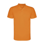 Men’s pique-knit technical polyester polo shirt, 150 g/m², Roly neon orange colour