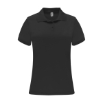 Women’s pique-knit technical polyester polo shirt, 150 g/m², Roly black colour