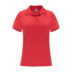 Women’s pique-knit technical polyester polo shirt, 150 g/m², Roly red colour