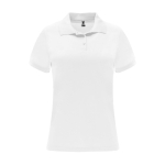 Women’s pique-knit technical polyester polo shirt, 150 g/m², Roly white colour