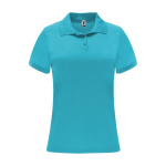 Women’s pique-knit technical polyester polo shirt, 150 g/m², Roly turquoise colour