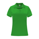 Women’s pique-knit technical polyester polo shirt, 150 g/m², Roly apple green colour