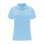 Women’s pique-knit technical polyester polo shirt, 150 g/m², Roly light blue colour