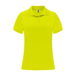 Women’s pique-knit technical polyester polo shirt, 150 g/m², Roly neon yellow colour