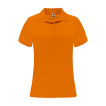 Women’s pique-knit technical polyester polo shirt, 150 g/m², Roly neon orange colour