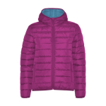 Women’s padded polyester jacket with hood, 290 g/m², Roly fuchsia colour