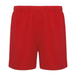 Children’s 100% polyester sports shorts, 140 g/m², Roly red colour