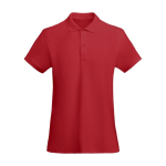 Women’s 100% organic cotton piqué-knit polo shirt, 210 g/m², Roly red colour