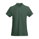 Women’s 100% organic cotton piqué-knit polo shirt, 210 g/m², Roly bottle green colour