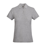 Women’s 100% organic cotton piqué-knit polo shirt, 210 g/m², Roly heather light grey colour