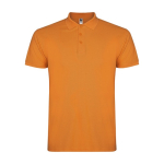 Men’s short-sleeve piqué-knit cotton polo shirt, 200 g/m², Roly orange colour