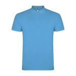 Men’s short-sleeve piqué-knit cotton polo shirt, 200 g/m², Roly turquoise colour