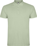 Men’s short-sleeve piqué-knit cotton polo shirt, 200 g/m², Roly mist green colour