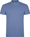 Men’s short-sleeve piqué-knit cotton polo shirt, 200 g/m², Roly riviera blue colour