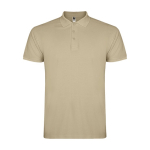 Men’s short-sleeve piqué-knit cotton polo shirt, 200 g/m², Roly sand colour