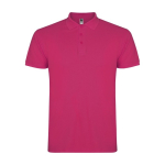 Men’s short-sleeve piqué-knit cotton polo shirt, 200 g/m², Roly fuchsia colour