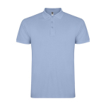 Men’s short-sleeve piqué-knit cotton polo shirt, 200 g/m², Roly light blue colour