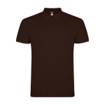 Men’s short-sleeve piqué-knit cotton polo shirt, 200 g/m², Roly dark brown colour