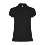 Women’s piqué-knit 100% cotton polo shirt, 200 g/m², Roly black colour