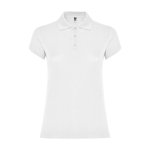 Women’s piqué-knit 100% cotton polo shirt, 200 g/m², Roly white colour