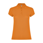 Women’s piqué-knit 100% cotton polo shirt, 200 g/m², Roly orange colour